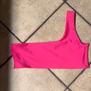 pink one shoulder shein bathing suit top